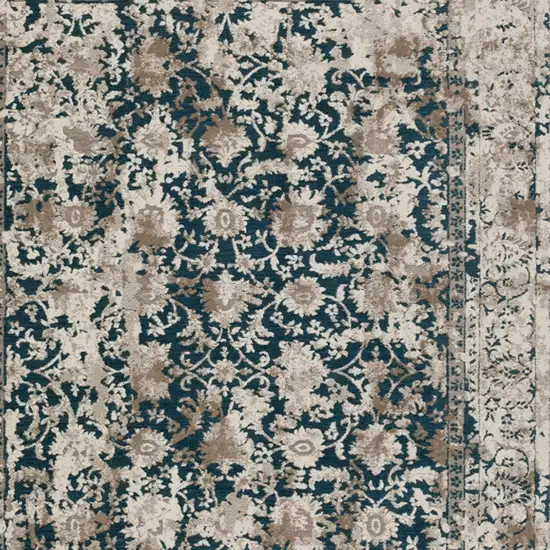 Blue Oriental Area Rug With Fringe Photo 5