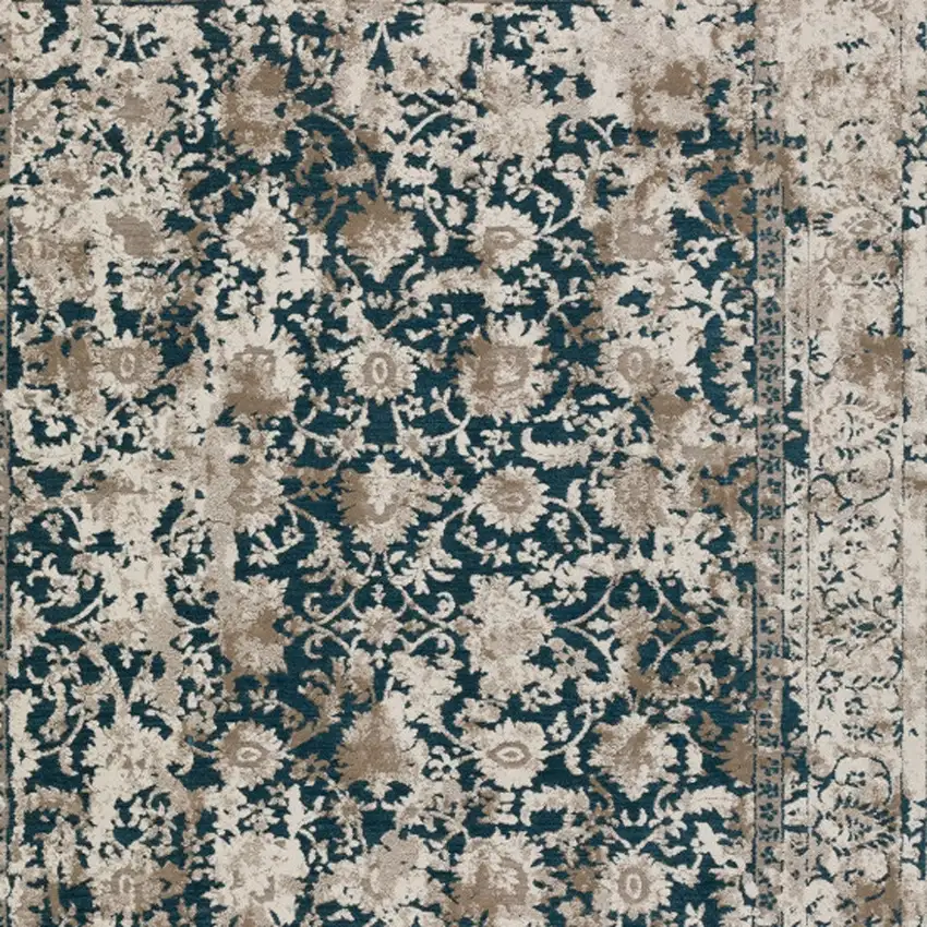 Blue Oriental Area Rug With Fringe Photo 5