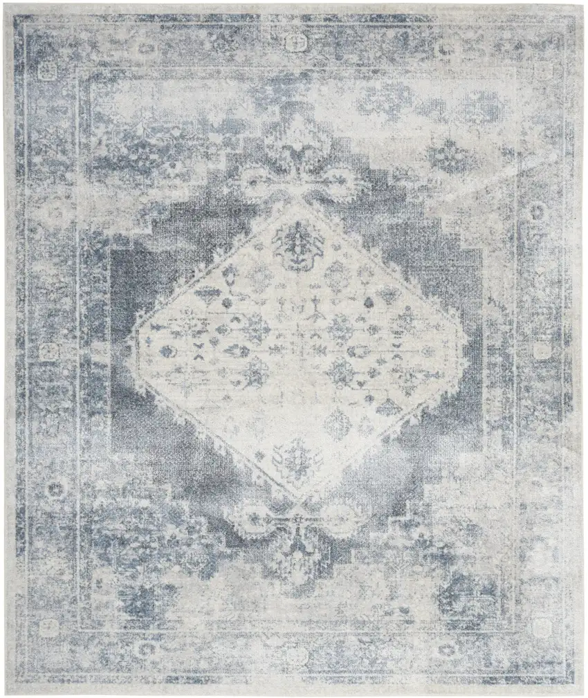 Blue Oriental Distressed Area Rug Photo 9