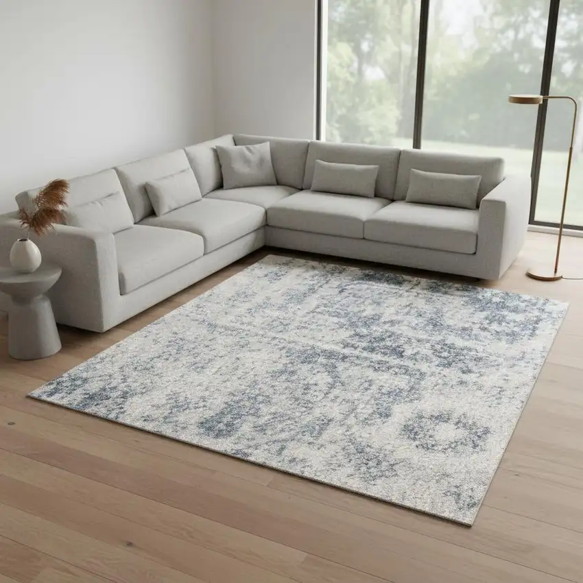 Blue Oriental Distressed Area Rug Photo 1