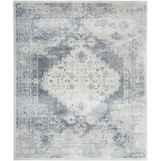 Blue Oriental Distressed Area Rug Photo 8