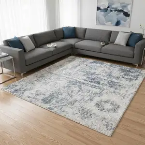 Photo of Blue Oriental Distressed Area Rug