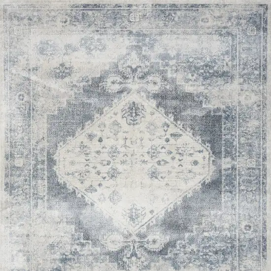 Blue Oriental Distressed Area Rug Photo 8