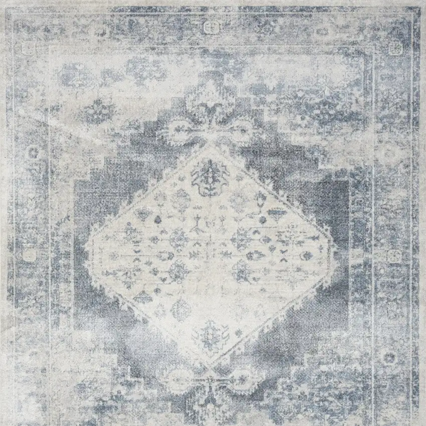 Blue Oriental Distressed Area Rug Photo 8