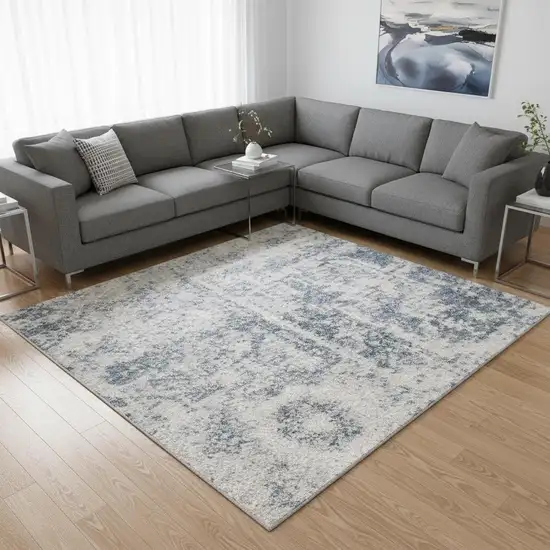 Blue Oriental Distressed Area Rug Photo 1
