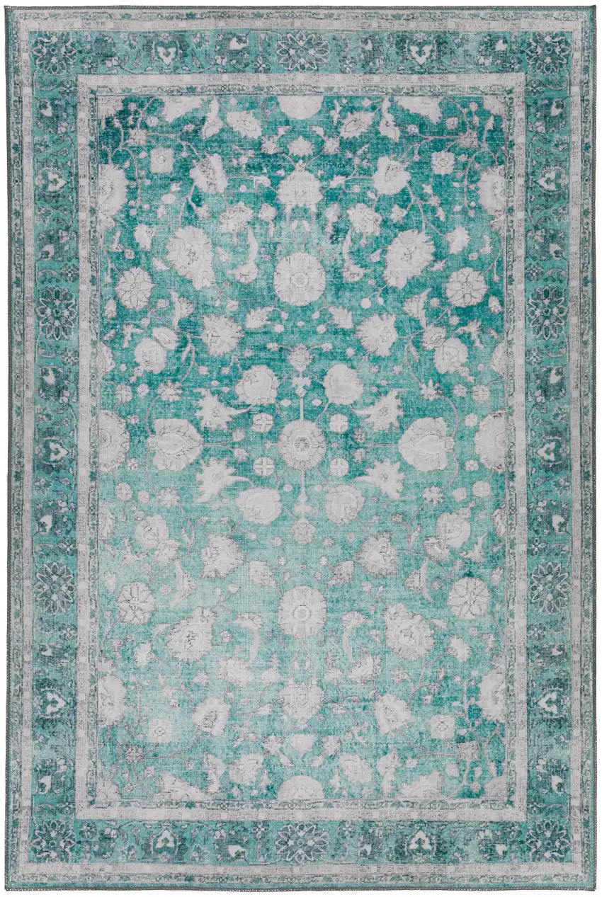 Blue Oriental Distressed Non Skid Area Rug Photo 5