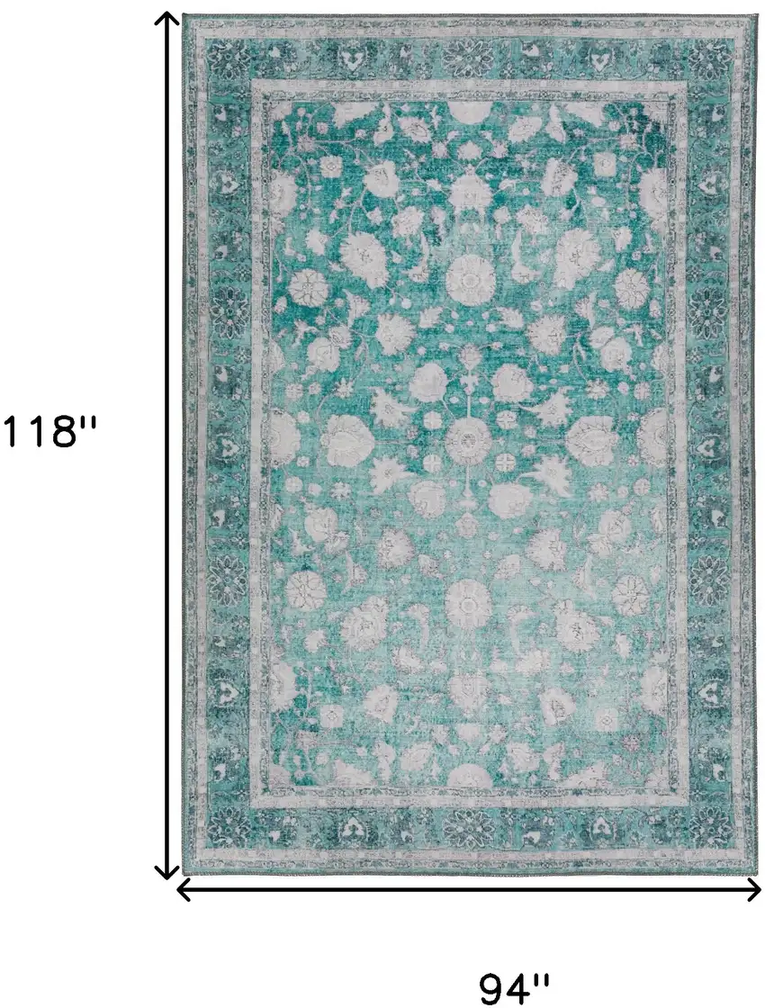 Blue Oriental Distressed Non Skid Area Rug Photo 9