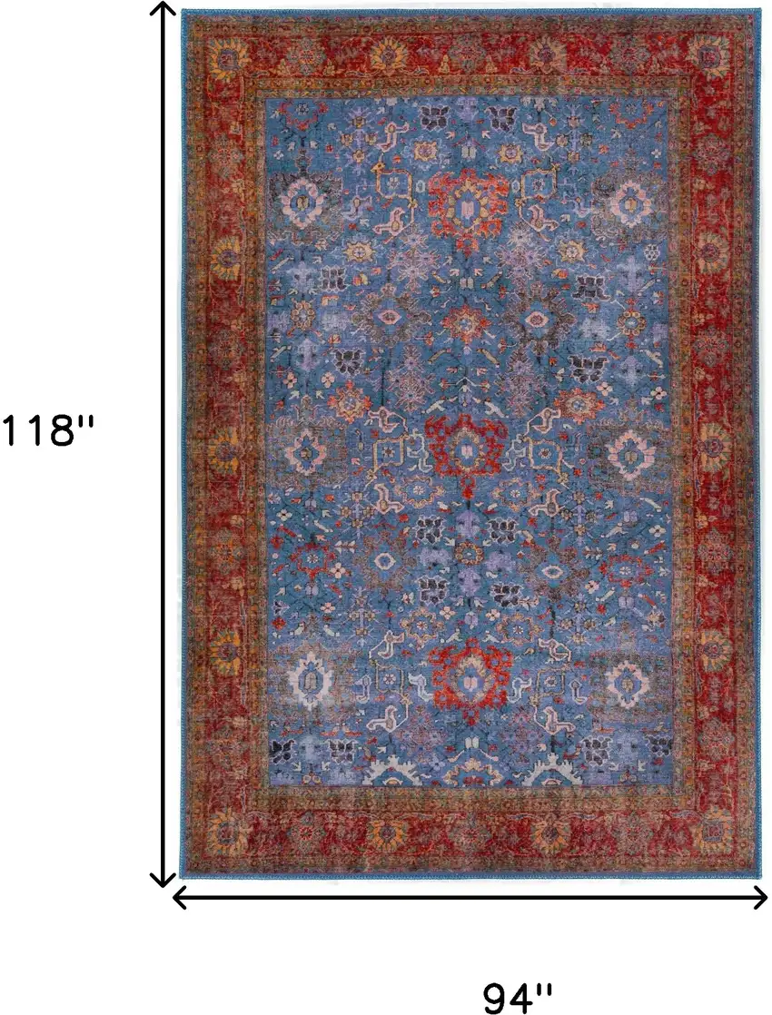 Blue Oriental Distressed Non Skid Area Rug Photo 9
