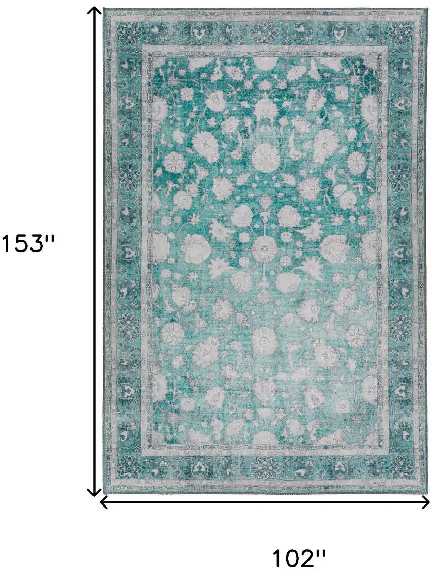 Blue Oriental Distressed Non Skid Area Rug Photo 9