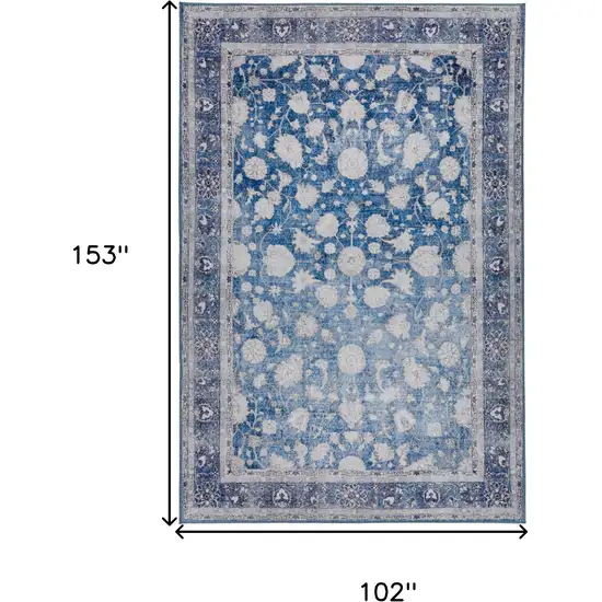 Blue Oriental Distressed Non Skid Area Rug Photo 9
