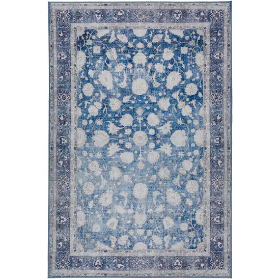 Blue Oriental Distressed Non Skid Area Rug Photo 5