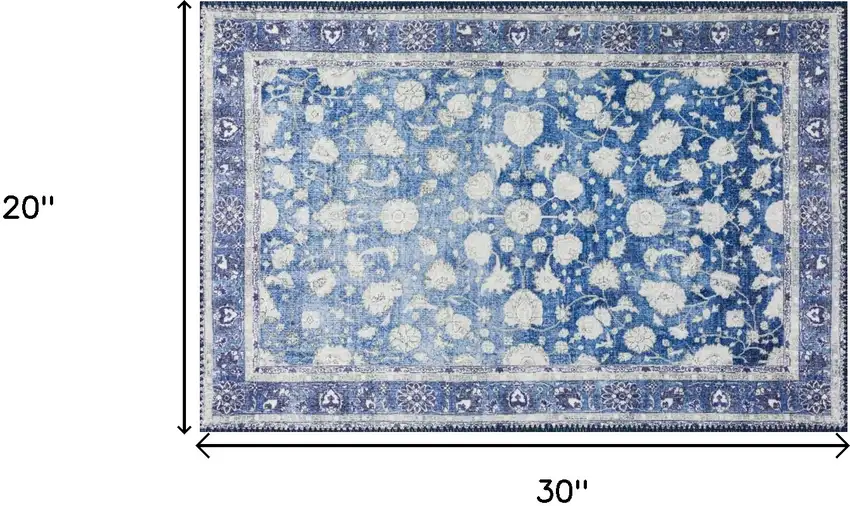 Blue Oriental Distressed Non Skid Area Rug Photo 7
