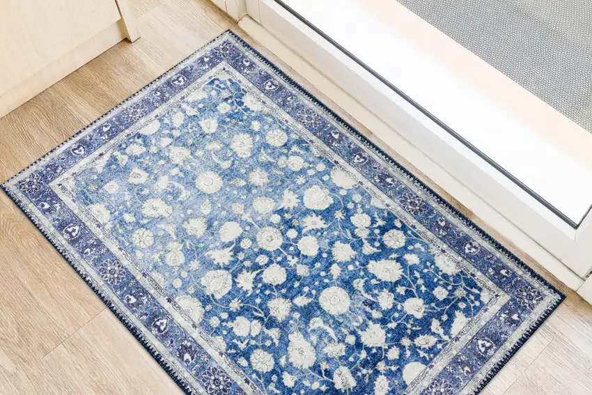 Blue Oriental Distressed Non Skid Area Rug Photo 4