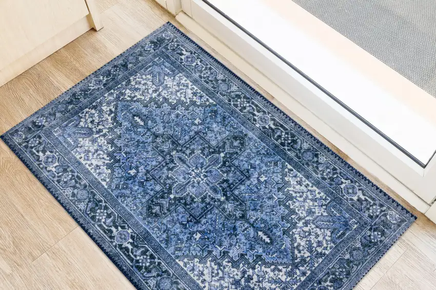 Blue Oriental Distressed Non Skid Area Rug Photo 4