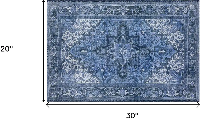 Blue Oriental Distressed Non Skid Area Rug Photo 7