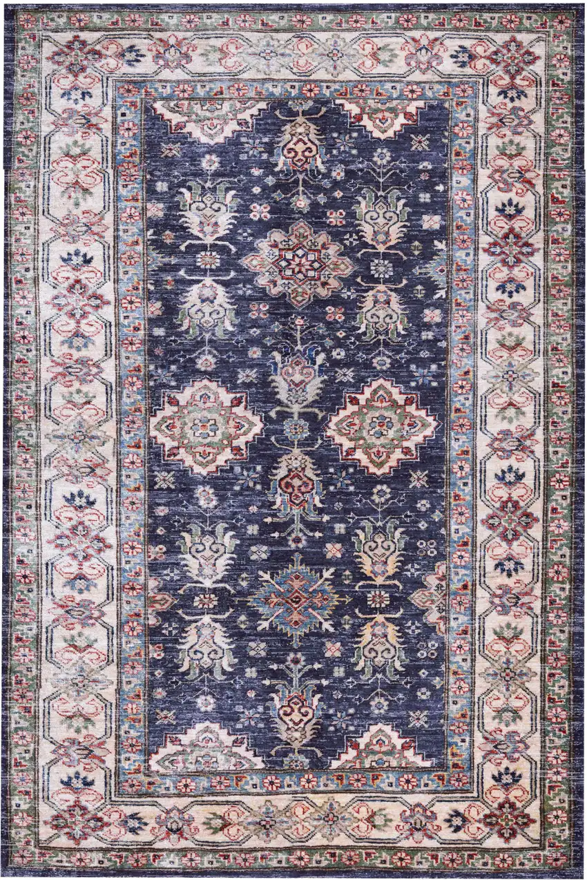 Blue Oriental Distressed Non Skid Area Rug Photo 2