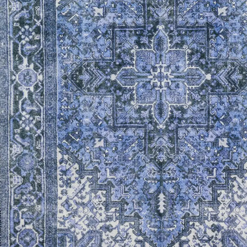 Blue Oriental Distressed Non Skid Runner Rug Photo 4