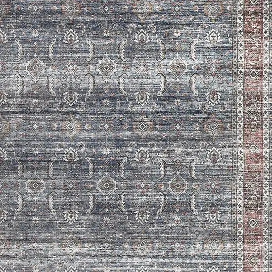 Blue Oriental Distressed Stain Resistant Area Rug Photo 4