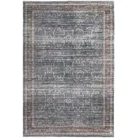 Photo of Blue Oriental Distressed Stain Resistant Area Rug