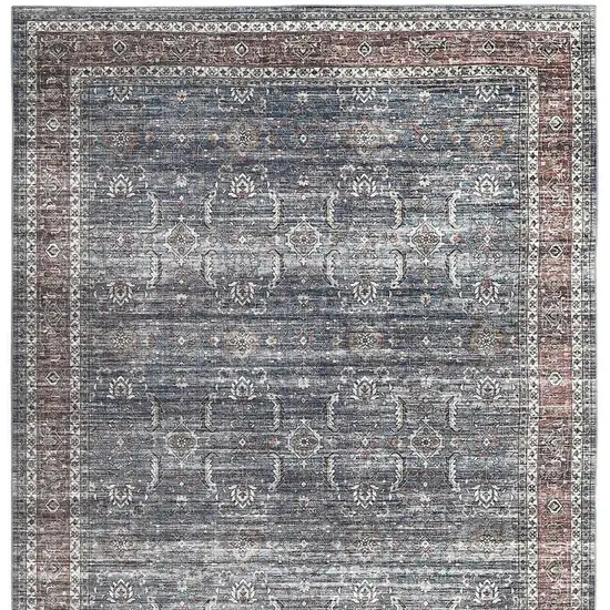 Blue Oriental Distressed Stain Resistant Area Rug Photo 4