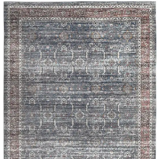 Blue Oriental Distressed Stain Resistant Area Rug Photo 6