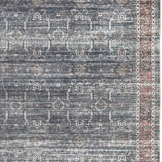 Blue Oriental Distressed Stain Resistant Area Rug Photo 5