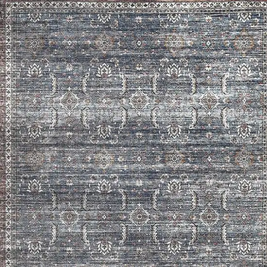 Blue Oriental Distressed Stain Resistant Area Rug Photo 3