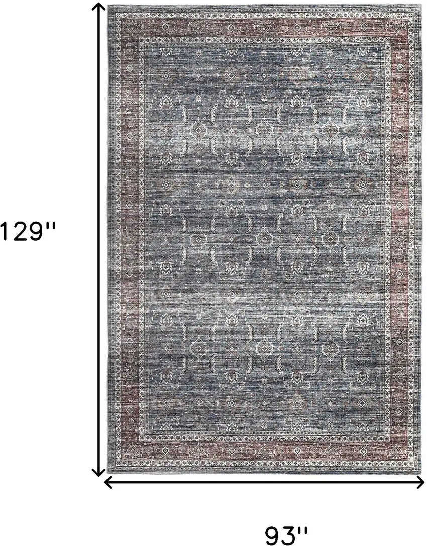 Blue Oriental Distressed Stain Resistant Area Rug Photo 4