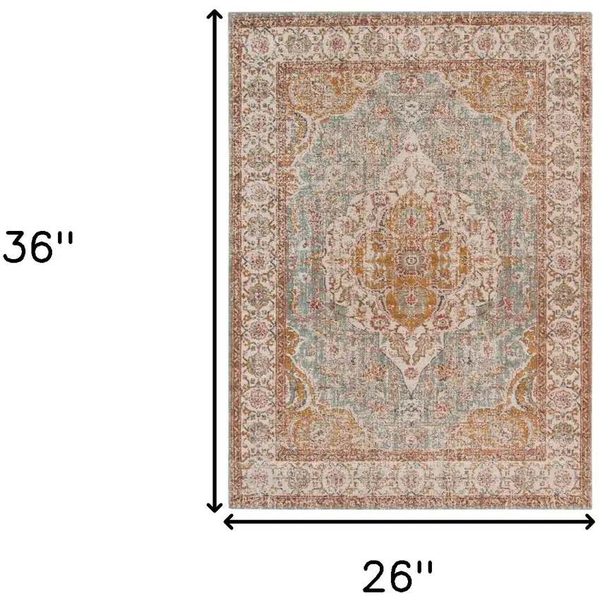 Blue Oriental Power Loom Area Rug With Fringe Photo 8