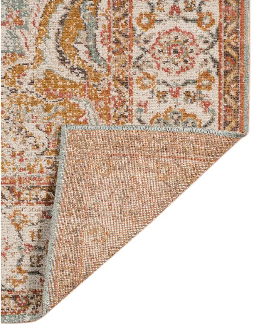 Blue Oriental Power Loom Area Rug With Fringe Photo 3