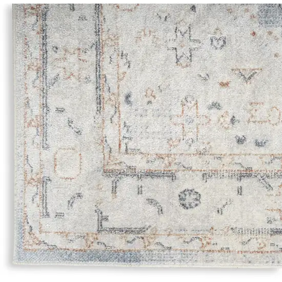 6' Blue Oriental Distressed Runner Rug Photo 7