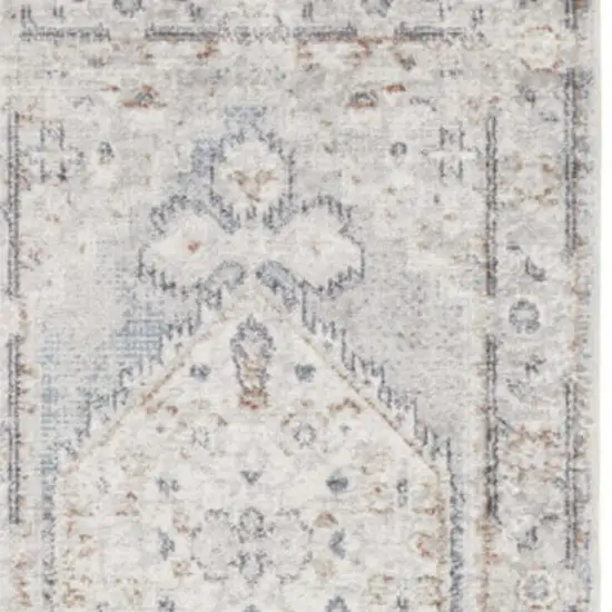 6' Blue Oriental Distressed Runner Rug Photo 2
