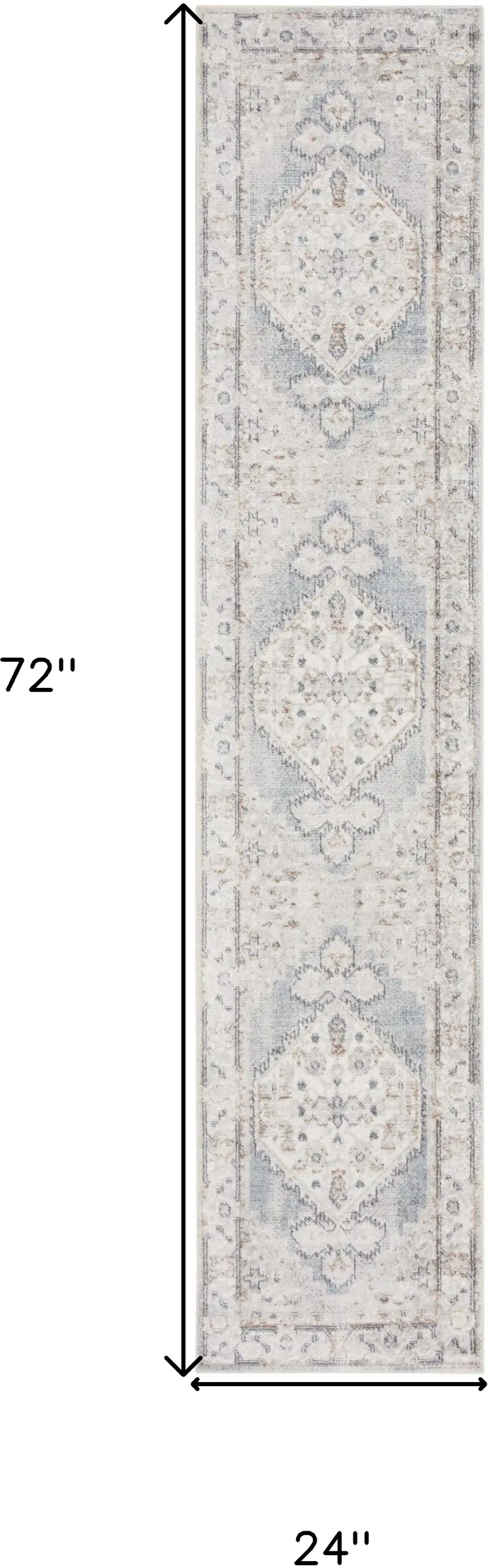 Blue Oriental Power Loom Distressed Runner Rug Photo 3