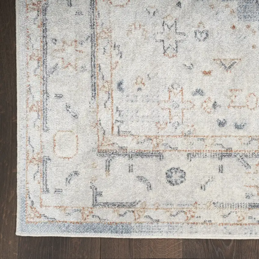 6' Blue Oriental Distressed Runner Rug Photo 9