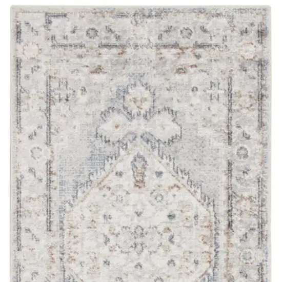 6' Blue Oriental Distressed Runner Rug Photo 4