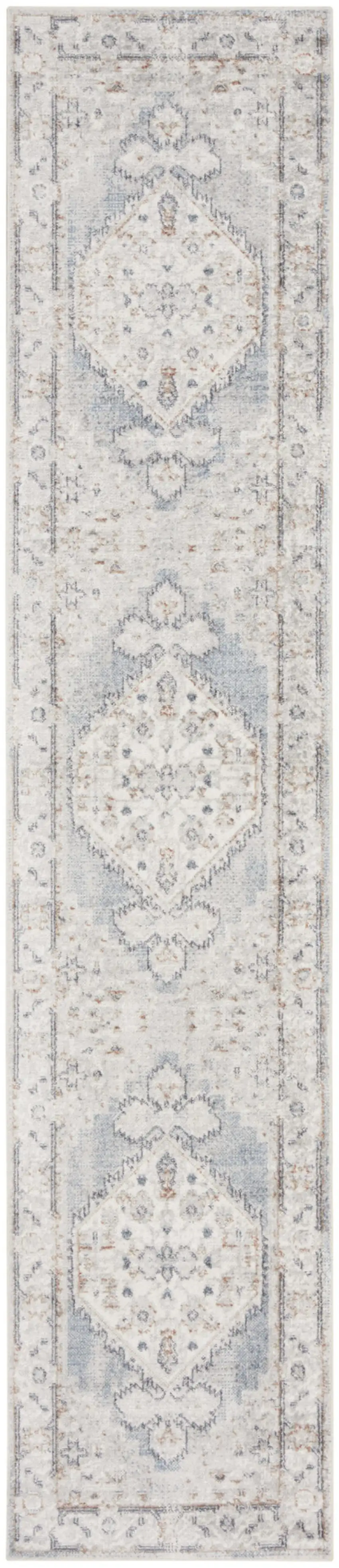 6' Blue Oriental Distressed Runner Rug Photo 1