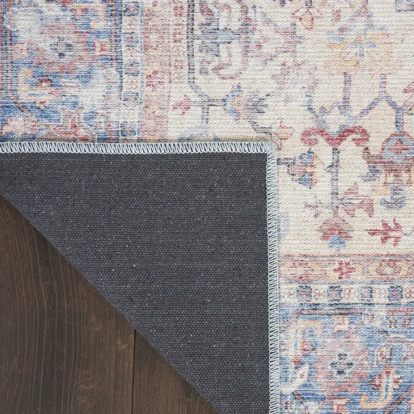 Blue Oriental Power Loom Distressed Washable Area Rug Photo 9