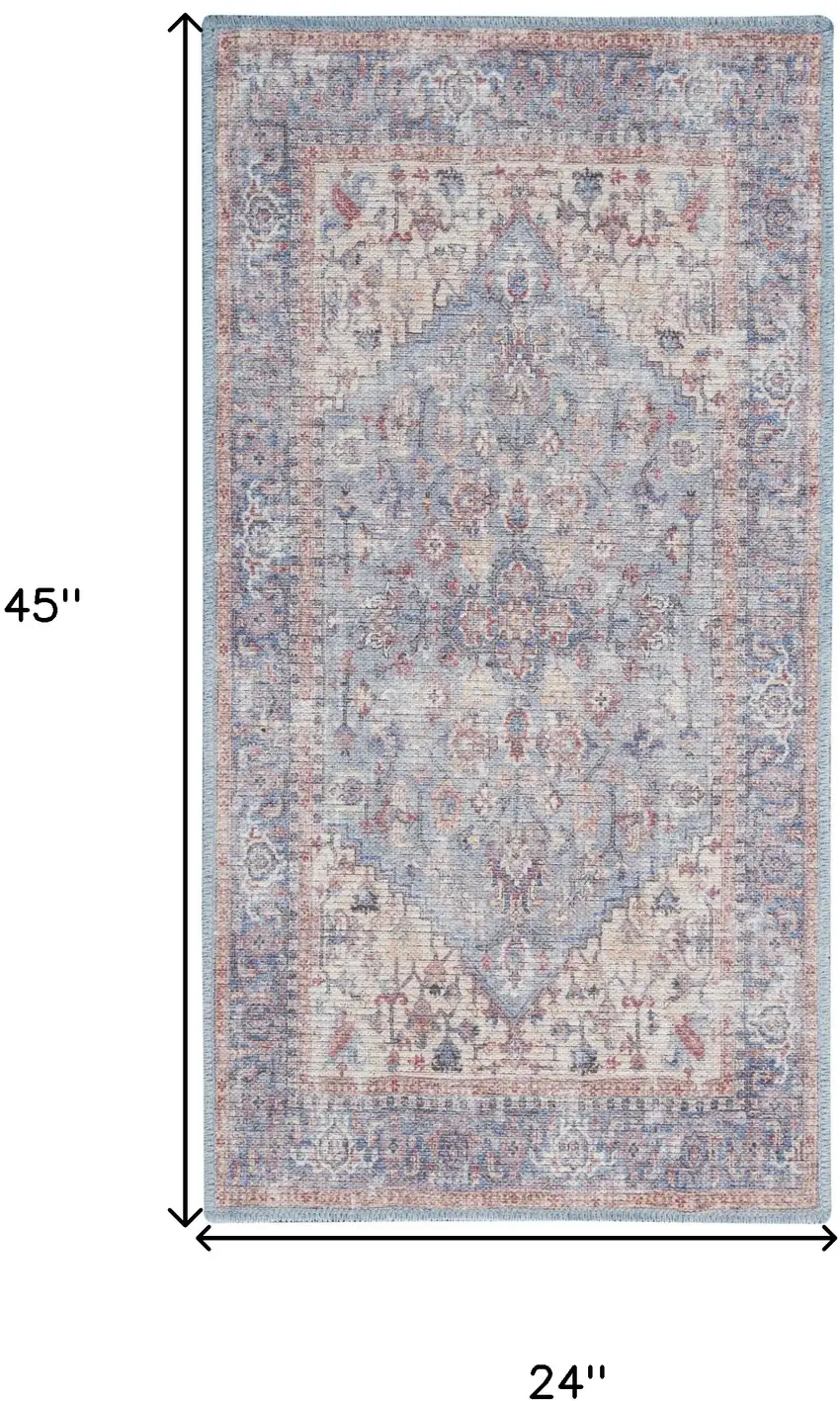 Blue Oriental Power Loom Distressed Washable Area Rug Photo 5