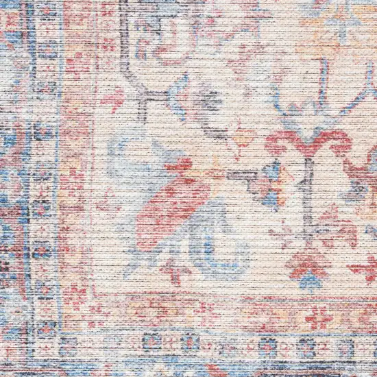 Blue Oriental Power Loom Distressed Washable Area Rug Photo 4