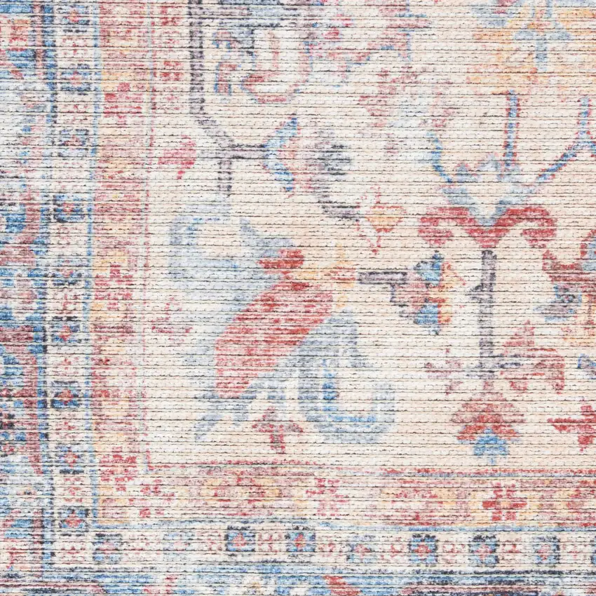 Blue Oriental Power Loom Distressed Washable Area Rug Photo 4