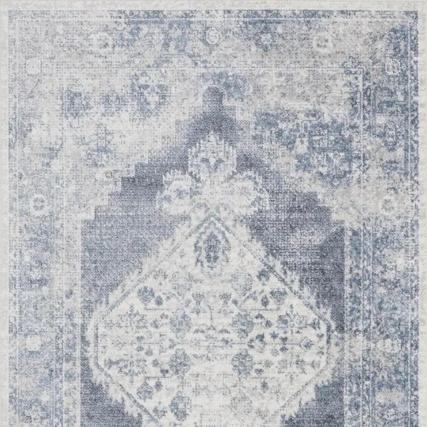 Blue Oriental Power Loom Distressed Washable Area Rug Photo 2