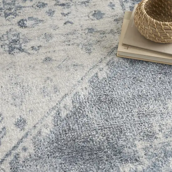 Blue Oriental Power Loom Distressed Washable Area Rug Photo 8