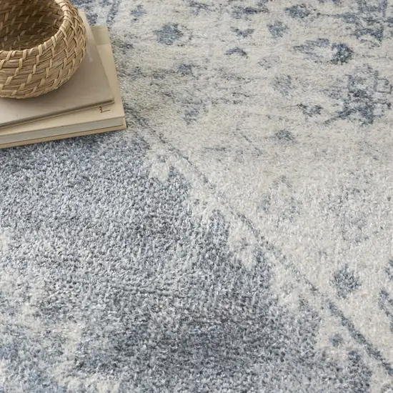 Blue Oriental Power Loom Distressed Washable Area Rug Photo 8