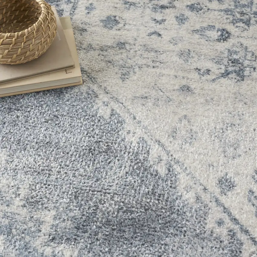 Blue Oriental Power Loom Distressed Washable Area Rug Photo 8