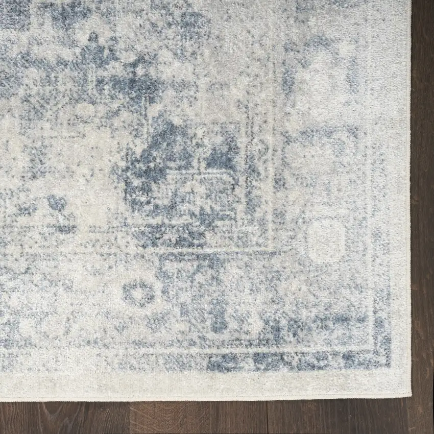 Blue Oriental Power Loom Distressed Washable Area Rug Photo 8