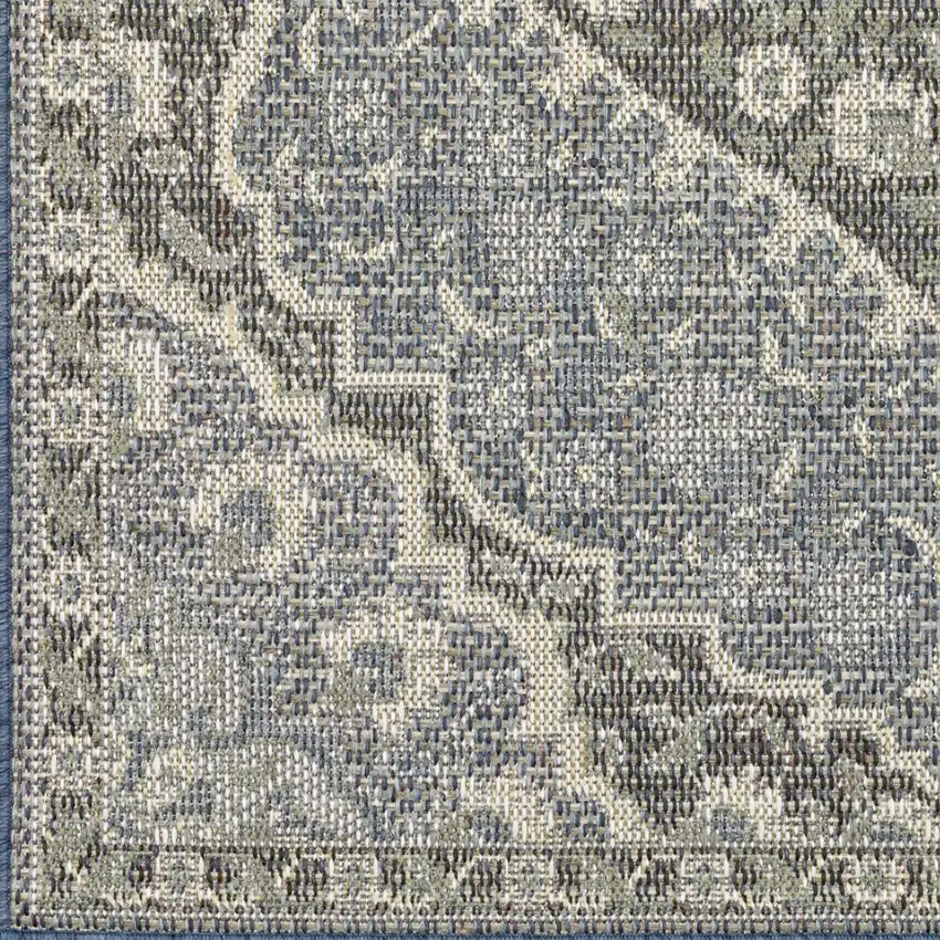 Blue and Green Oriental Stain Resistant Indoor Outdoor Area Rug Photo 5