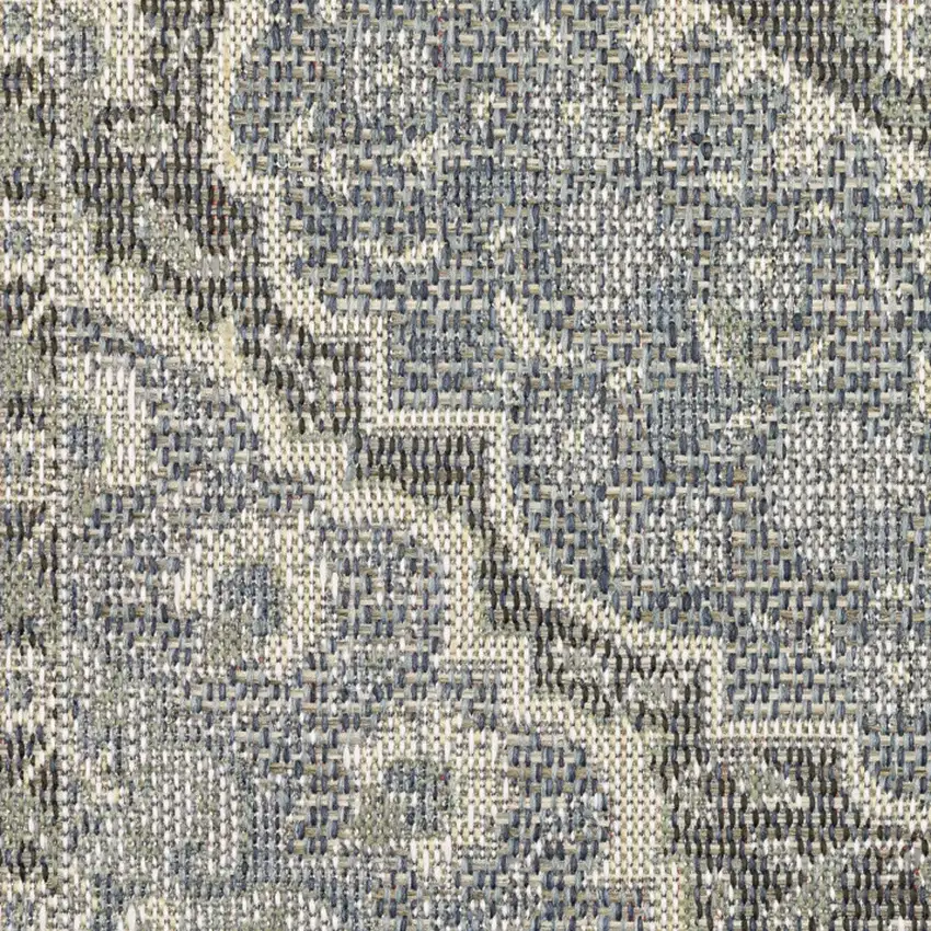 Blue and Green Oriental Stain Resistant Indoor Outdoor Area Rug Photo 4