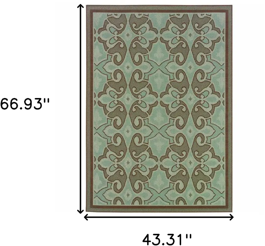 Blue Oriental Stain Resistant Indoor Outdoor Area Rug Photo 5