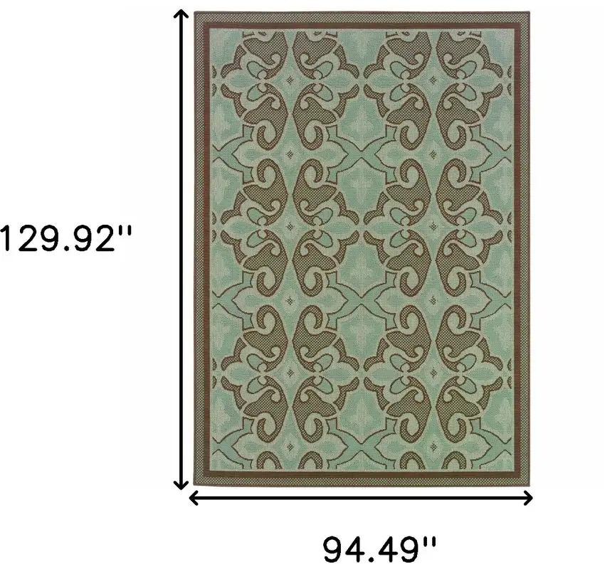 Blue Oriental Stain Resistant Indoor Outdoor Area Rug Photo 5
