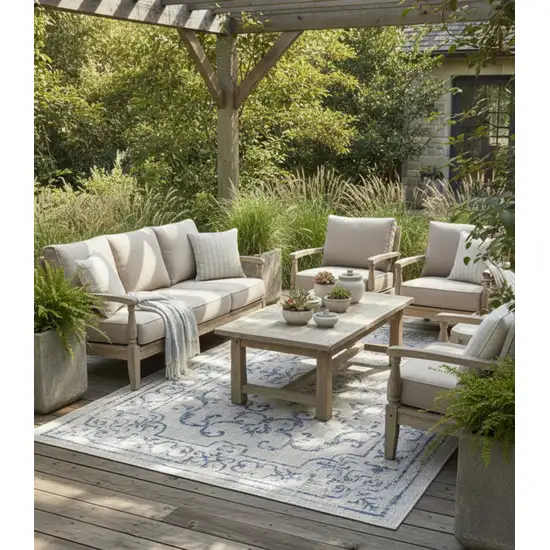 Blue And Gray Indoor Outdoor Area Rug Photo 5